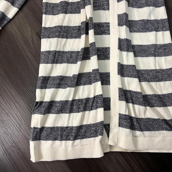 Talbots Women's Striped Cardigan Size Medium Petite Open Front Long Sleeve - Picture 3 of 8